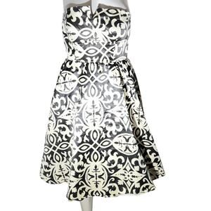 INC International Concepts Strapless Black & Ivory Damask Dress – Size 8